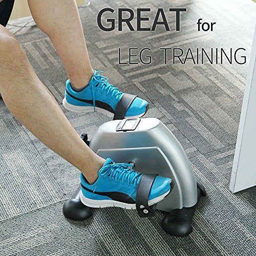 Mini Exercise Bike, himaly Under Desk Bike Pedal Exerciser Portable Foot Cycle Arm & Leg Peddler Machine with LCD Screen Displays - color: Sliver