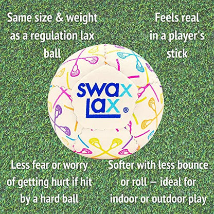 SWAX LAX Lacrosse Training Ball - Indoor Outdoor Practice Less Bounce & Rebounds - color: Neon Lax Sticks