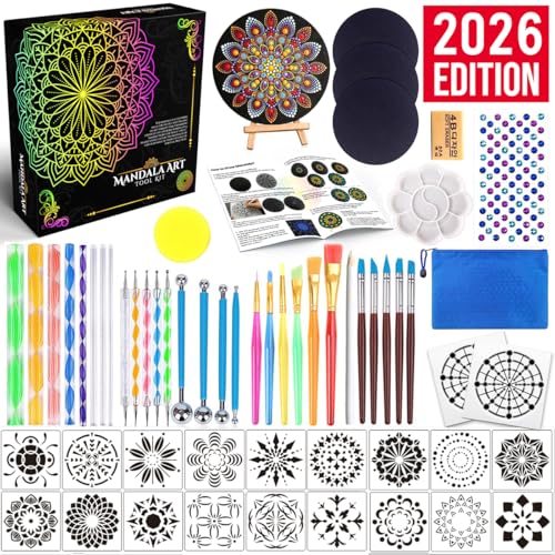 Insnug Mandala Dotting Tools Painting Kit - Rock Dot Paint Stencils Tool Set Art Craft Supplies Kits Tray Brush Zipper Pen for Nail Stone Mandala Arts Drawing Home Decor Activity | Mothers Day Gift