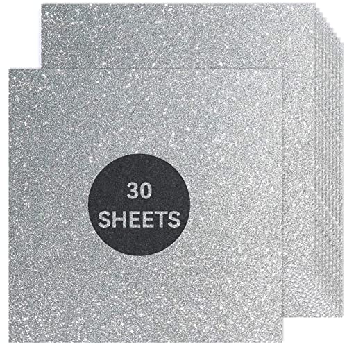 Silver Glitter Cardstock 12 x 12, Paper for Cricut, Thick Card Stock for Card Making, Scrapbooking, Craft(250Gsm 30Sheets)… - color: Silver