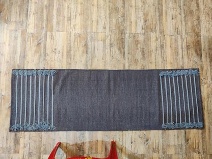 Jaipur art & Rugs Organic Cotton Yoga Mat - Eco-Friendly Hand-Woven Rug - Non Slip & Thick (24”x72”x5mm) for Everyday Fitness at Home - Comfortable Extra-Long - color: Grey