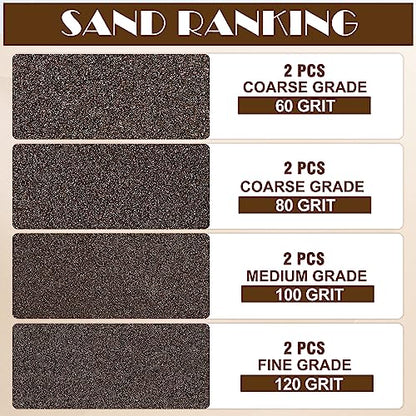 8pcs Angled Sanding Blocks Assortment Kit, Sponge Sand Block Washable and Reusable, Wet & Dry Sandpaper Block for Wood Metal Drywall and Furniture Paint - 60/80/100/120 Grit - size: 60/80/100/120 Girts