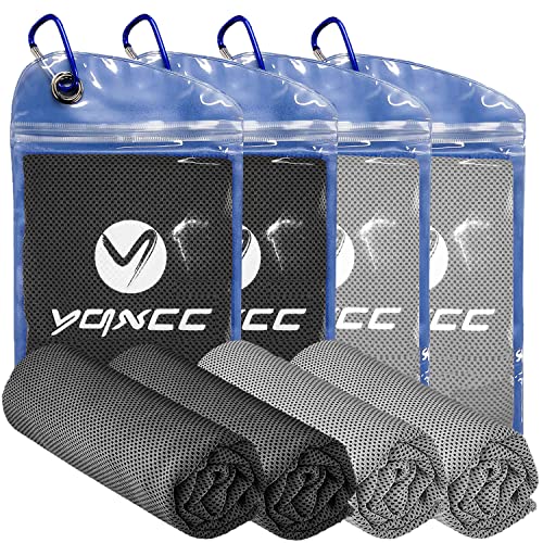 YQXCC 4 Pack Cooling Towels (47"x12"), Ice Cool Towels for Neck & Face - color: Dark Gray*2/Light Gray*2