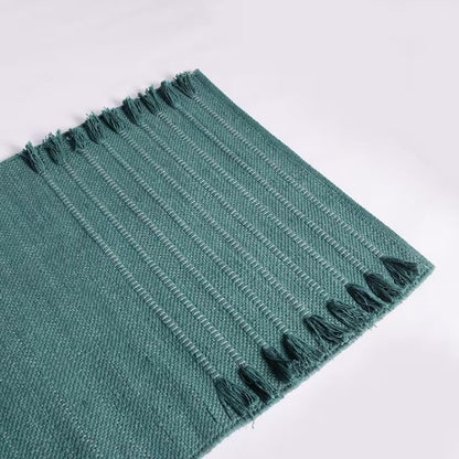 Jaipur art & Rugs Organic Cotton Yoga Mat - Eco-Friendly Hand-Woven Rug - Non Slip & Thick (24”x72”x5mm) for Everyday Fitness at Home - Comfortable Extra-Long - color: Dark Green