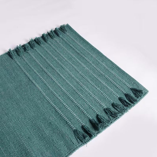 Jaipur art & Rugs Organic Cotton Yoga Mat - Eco-Friendly Hand-Woven Rug - Non Slip & Thick (24”x72”x5mm) for Everyday Fitness at Home - Comfortable Extra-Long - color: Dark Green