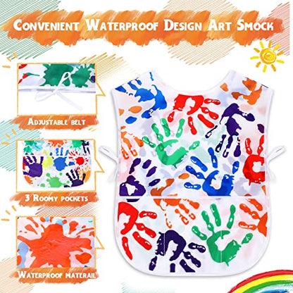 SATINIOR 2 Pcs Kids Art Smock Toddler Apron Artist Painting Apron | Painting Smocks for Kids, Toddler Paint Smock, Waterproof, Sleeveless, Boys Girls, with 3 Pocket, for Age 3-10 Years - style: Colorful