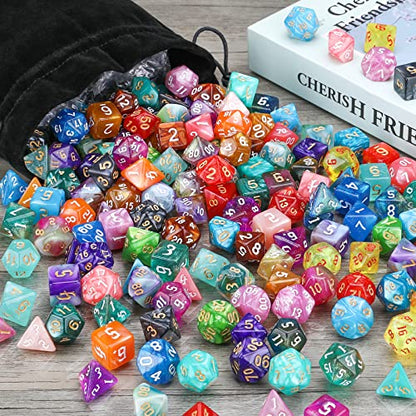 DND Dice Set, 25 X 7 (175 Pcs) Polyhedral Dice with 1 Black Pouch - color: 25sets-1