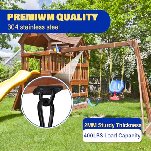 4Pcs Black Zinc Galvanized Pad Eye Hooks Porch Swing Hanging Kit - color: Black （Circle）
