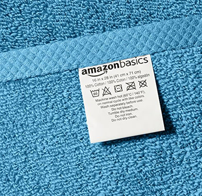 Amazon Basics 8-Pack Lightweight Quick-Dry Hand Towels, 100% Cotton, 28" x 16", Lake Blue - color: Lake Blue, size: Hand Towel, style: Hand Towel (Pack of 8)