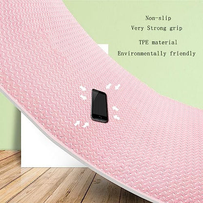 Yoga Mat 1/3" (8mm) Thick Non-Slip, Women Men Fitness & Exercise Mat, 72"Lx24"W Eco-Friendly TPE Workout Mat with Carrying Strap for Yoga, Pilates, Home Gym, Floor Exercises - color: Pink