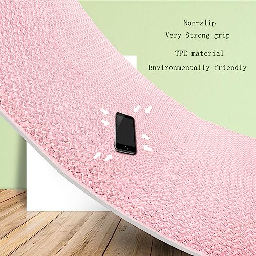 Yoga Mat 1/3" (8mm) Thick Non-Slip, Women Men Fitness & Exercise Mat, 72"Lx24"W Eco-Friendly TPE Workout Mat with Carrying Strap for Yoga, Pilates, Home Gym, Floor Exercises - color: Pink