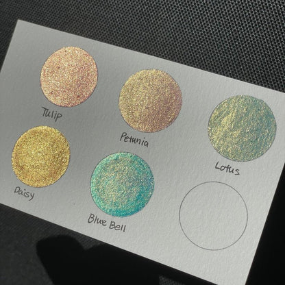 IUILE Handmade Watercolor Paints - Flower Field Dot Card (5 Colors) - Metallic, Shiny, Shimmer - color: Flower Field Dot