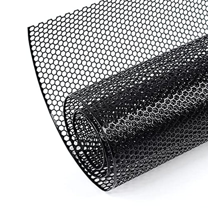 AggAuto Universal 40"x13" Car Grill Mesh Honeycomb 6mm Spacing 1mm Black | Aluminum Alloy Automotive Grille Insert Bumper, One of the Most Multifunctional Shape Grids 100x33cm - size: 6x1mm Honeycomb - Black