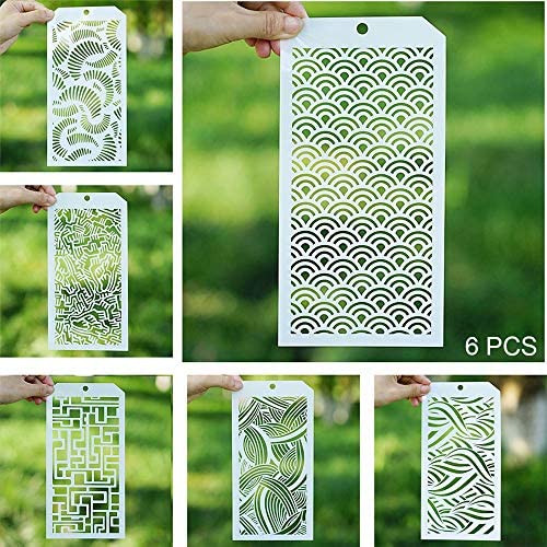 DIY Decorative Stencil Template for Scrapbooking Paiting on Wall Furniture Crafts,Set of 6 (Water Wave) - color: Water Wave