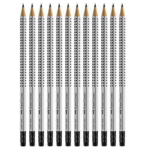 Faber-Castell Grip Graphite Pencils with Erasers – No. 2.5, 8mm, Drawing Pencils for Kids, Sketch Pencils, Art Pencils for Drawing and Shading (12 Count)