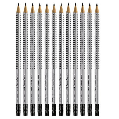 Faber-Castell Grip Graphite Pencils with Erasers – No. 2.5, 8mm, Drawing Pencils for Kids, Sketch Pencils, Art Pencils for Drawing and Shading (12 Count)