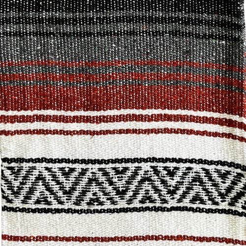Open Road Goods Mexican Blanket - Authentic Serape Falsa Blanket - Handmade (Rust) - color: Rust