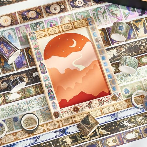 Magic Washi Tape Set 24 Rolls,Decorative Masking Tape for Junk Journal, Scrapbooking Supplies, DIY Crafting Supplies - style: Magic