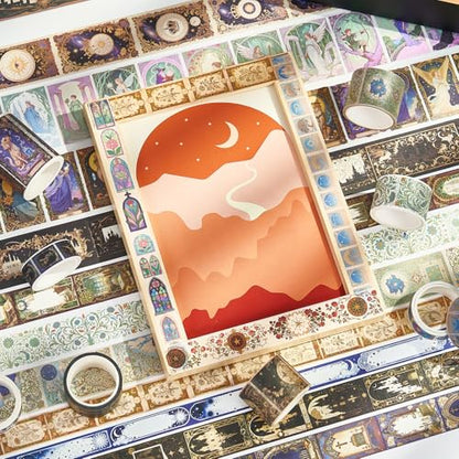 Magic Washi Tape Set 24 Rolls,Decorative Masking Tape for Junk Journal, Scrapbooking Supplies, DIY Crafting Supplies - style: Magic