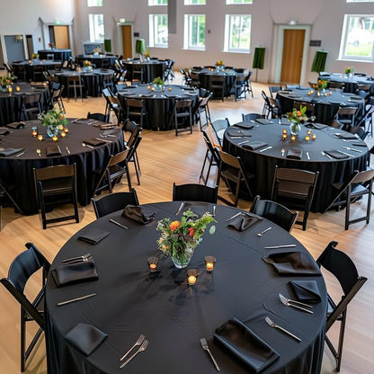 Niuara Black Plastic Table Cloth Disposable, 4 Pack, 84 in | Round, Table Covers, Holiday Parties, Gatherings - color: Black, size: 84" Round - 4 Packs