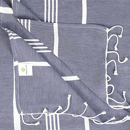 Beach Towel 100% Cotton Turkish Beach Towel Adult 38x70 Inch Pre-washed Absorbent Extra Large|Sand Free Quick Dry BathTowels|Lightweight Blanket|Travel Cruise Camping Spa Gym Yoga Towel|Blue Depths - color: Navy