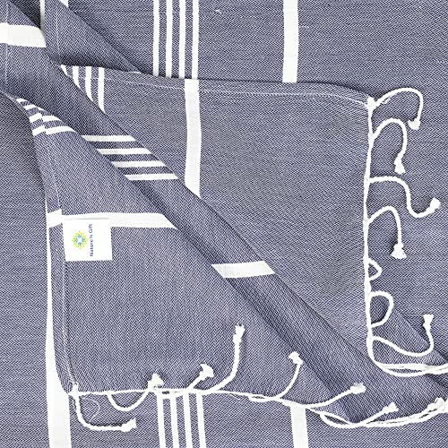 Beach Towel 100% Cotton Turkish Beach Towel Adult 38x70 Inch Pre-washed Absorbent Extra Large|Sand Free Quick Dry BathTowels|Lightweight Blanket|Travel Cruise Camping Spa Gym Yoga Towel|Blue Depths - color: Navy