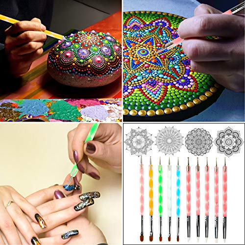 Augshy 58PCS Mandala Dotting Tools Set with a Blue Zipper Waterproof Storage Bag for Painting Rocks - style: Mandala Style A