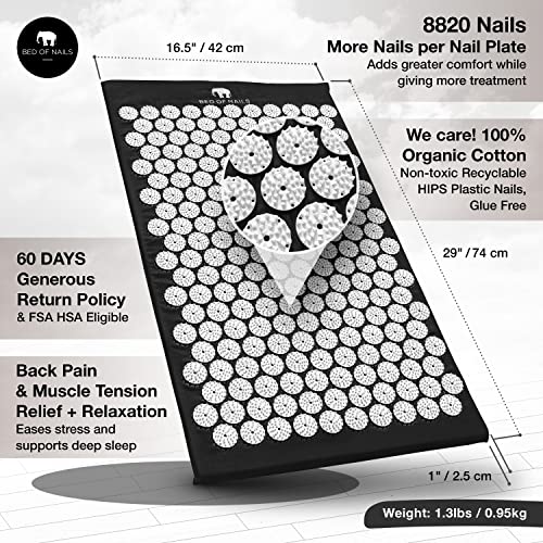 BED OF NAILS The Comfortable Acupressure Mat - 2 Pack Premium Acupuncture Mats for Back Pain Relief, Increased Energy, Relaxation, FSA/HSA Eligible, Carry Bag, Black & Green