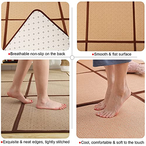 Nisorpa 71'' x 71'' Japanese Rug Tatami Rug Mat 0.47'' Thick Tatami Mat - color: Brown
