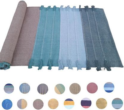 Indian Handmade100 % Organic Anti Skid Multi Colour Cotton Yoga Mat - Eco-Friendly Hand-Woven Rug - Non-Slip & Thick (24”x72”x5mm) for Hot yoga & Everyday Fitness at Home - Comfortable & Foldable Extra-Long Mat - color: Multi 3