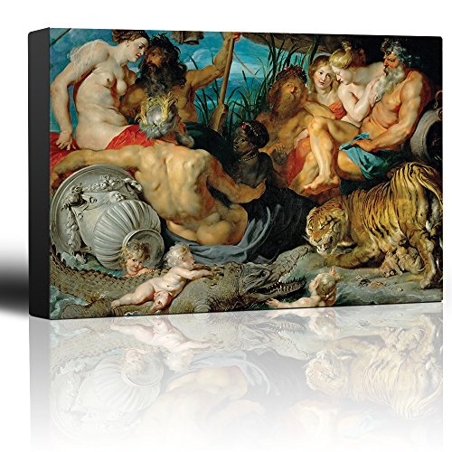 wall26 - Oil Painting of The Four Continents by Peter Paul Rubens - Baroque Style - Catholic, Christianity, Religion, Religious - Canvas Art Home Art - 12x18 inches - color: 17. the Four Continents, size: 18"L x 12"W
