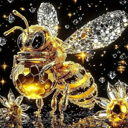 Bees Diamond Painting Kits For Adults, DIY 5D Diamond Art Kits for Beginner | Full Round Drill Diamond Arts,Crafts Gem Art Painting,Home Wall Decor,14 X 14inch - color: SH6017