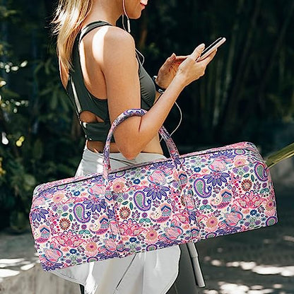 Boulder Bee | Yoga Mat Bag | Large Yoga Mat Carrier with Wet Pocket | Yoga Gifts | Gym Tote Bag for Women - color: Pink