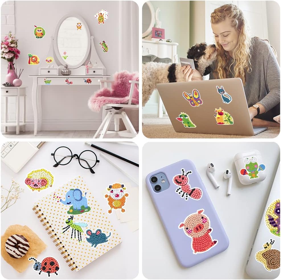 Labeol Diamond Art Kits for Kids Boys and Girls Ages 6-8-10-12 Easy to DIY Creative Diamond Art Sticker Craft by Numbers Kits for Kids and Adult Beginners (Various Animals) - style: Various animals