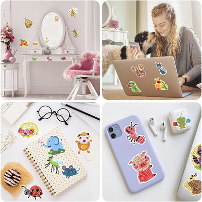 Labeol Diamond Art Kits for Kids Boys and Girls Ages 6-8-10-12 Easy to DIY Creative Diamond Art Sticker Craft by Numbers Kits for Kids and Adult Beginners (Various Animals) - style: Various animals