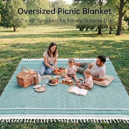 Yongoes Turkish Beach Towel Blanket Oversized 82x88 Teal Boho - color: Teal, size: Extra Large 82"x88"（208x224cm）