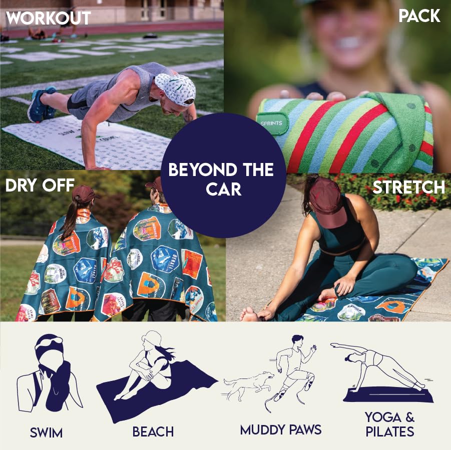 Sprints Athletic Running Towel, Full-Sized, Car Seat Cover - Performance Microfiber… (Grizzly Guide) - color: Grizzly Guide