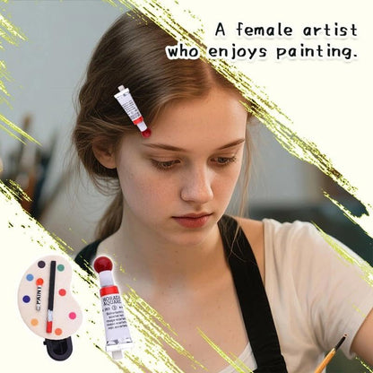 Art Palette Hair Clips Set for Women Cute Paintbrush Hairpins Barrettes for Girls Art Lovers Hair Accessory for Artists Painters Funny Oil Painting Brush Hairs Clips Pins