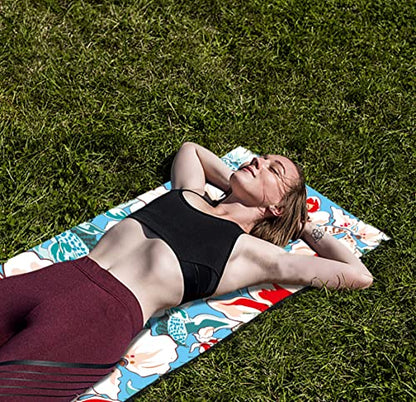 nuveti Yoga Mat Print Extra Thick TPE Non Slip Fitness Exercise Mat with Carrying Bag,72"x24" Extra Thick 6MM Exercise & Workout Mat for Yoga, Pilates Fitness and Floor Exercises - color: Flower