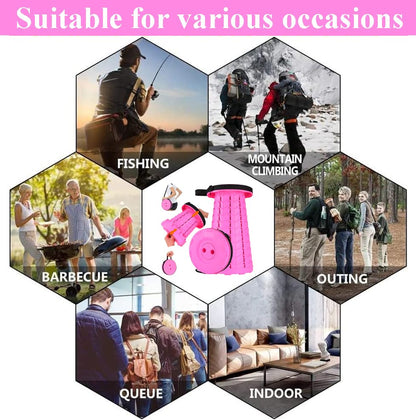 Fishboy Collapsible Stool for Adults, Portable Folding Camping Seat, 400lbs - color: All Girl Pink