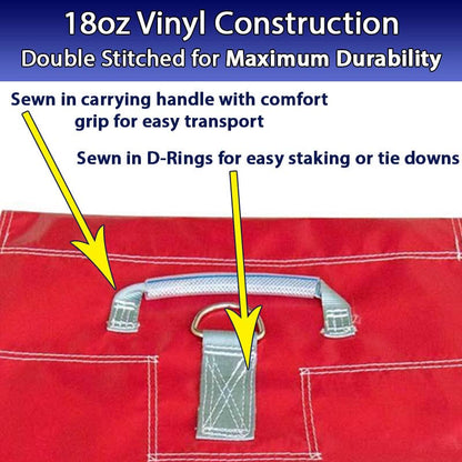 Extra Durable Strong Vinyl Sand Bag | Red PVC | 21" x 21" | Used to Support and Anchor Inflatables, Bounce Houses, Water Slides, Tents, and More | Holds Up to 50 Pounds | 4 Pack