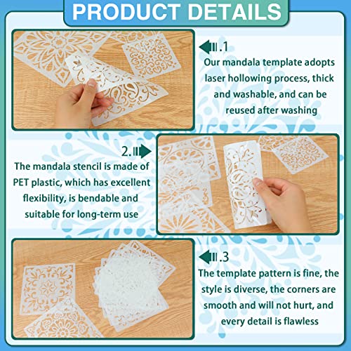 SUNFEEL 22Pack Mandala Craft Stencils – Mandala Templates 6 x 6 in and 3.5 x 3.5 in Reusable Painted Painting Stencils, for Painting On Wood and Canvas, DIY Crafts Andfurniture - style: A-Mandala