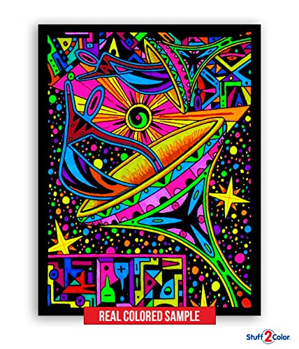 Super Pack of 18 Fuzzy Velvet Coloring Posters (Dynamic Edition) - Great for Family Time, Arts & Crafts, Travel, At Home, Care Facilities [All Ages Coloring: Girls, Boys, Adults, Toddlers, Teens]