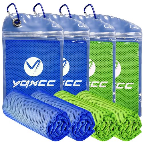 YQXCC 4 Pack Cooling Towels, 40"x12", Ice Cool Towels for Neck & Face | Soft Breathable Microfiber, Instant Cooling Neck Wraps for Yoga, Golf, Gym, Running, Hiking, Camping & Hot Weather Activities - color: 2 Dark Blue, 2 Green