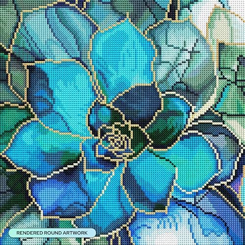 DIAMOND ART CLUB Shimmering Succulents Diamond Art Kits for Adults | Premium Diamond Painting Kit, Fun DIY Crafts for Adults, Round Diamond Art Canvas, 13" x 13" (33 x 33 cm) - color: Shimmering Succulents