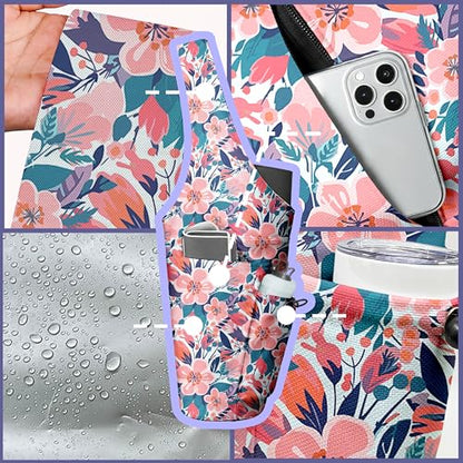 Yoga Bag for Women, Large Yoga Mat Bag Tote Carrier with Wet Dry Pocket | Water Bottle Holder & Adjustable Strap, Fits 1/2" Thick Yoga Mat for Gym, Pilates, Travel, Work - color: Pink Flower