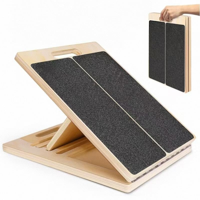 Slant Board for Calf Stretching, Adjustable Portable Wooden Calf Stretcher tilt Plate, Calf Spring Wedge Suitable for Legs, Knees, Heels, Ankles and Stretching.Ankle Stretch Board、Balance Board.