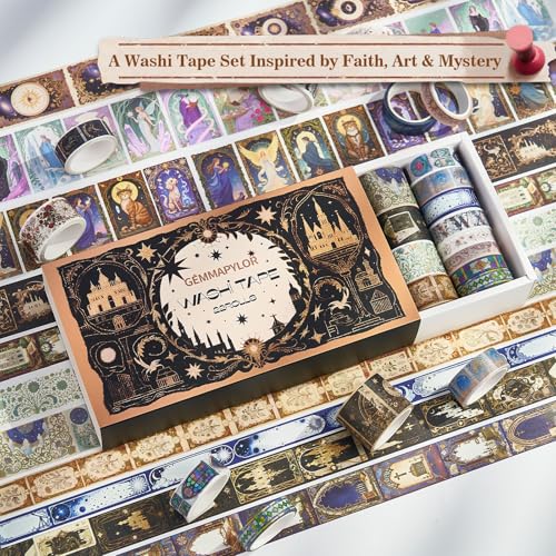 Magic Washi Tape Set 24 Rolls,Decorative Masking Tape for Junk Journal, Scrapbooking Supplies, DIY Crafting Supplies - style: Magic