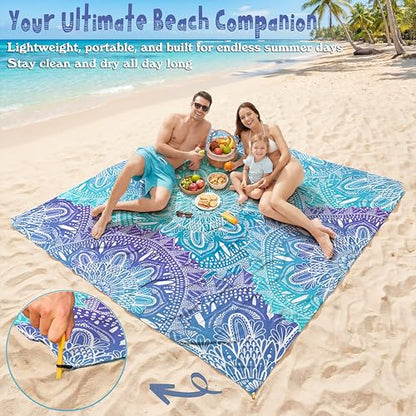 Aroveea Beach Blanket Waterproof Sandproof 78''X81''/10'X9' Oversized Mat - color: Mandala3, size: 78''x81''