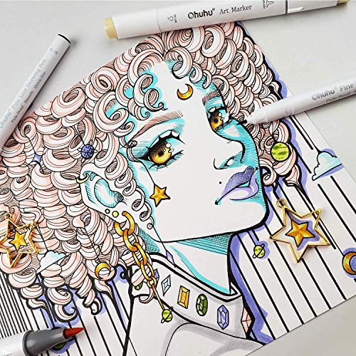 Ohuhu Fineliner Micro Drawing Pens: 8-size Tips (Ultra-fine, Fine & Brush) | Waterproof Pigment Black Ink for Illustration Drawing Journaling Sketching for Artist Beginners